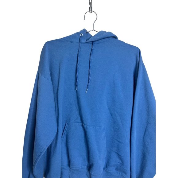 Hanes Sweater Mens Large Blue Sweatshirt Pullover Hoodie Casual Eco Smart - Picture 3 of 6